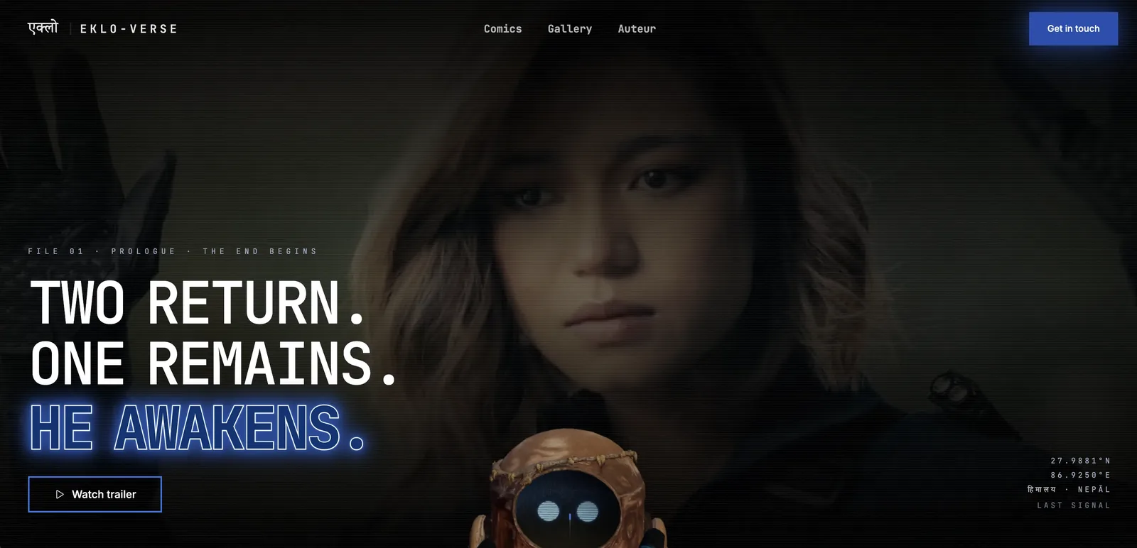 Screenshot of the Eklo-Verse website