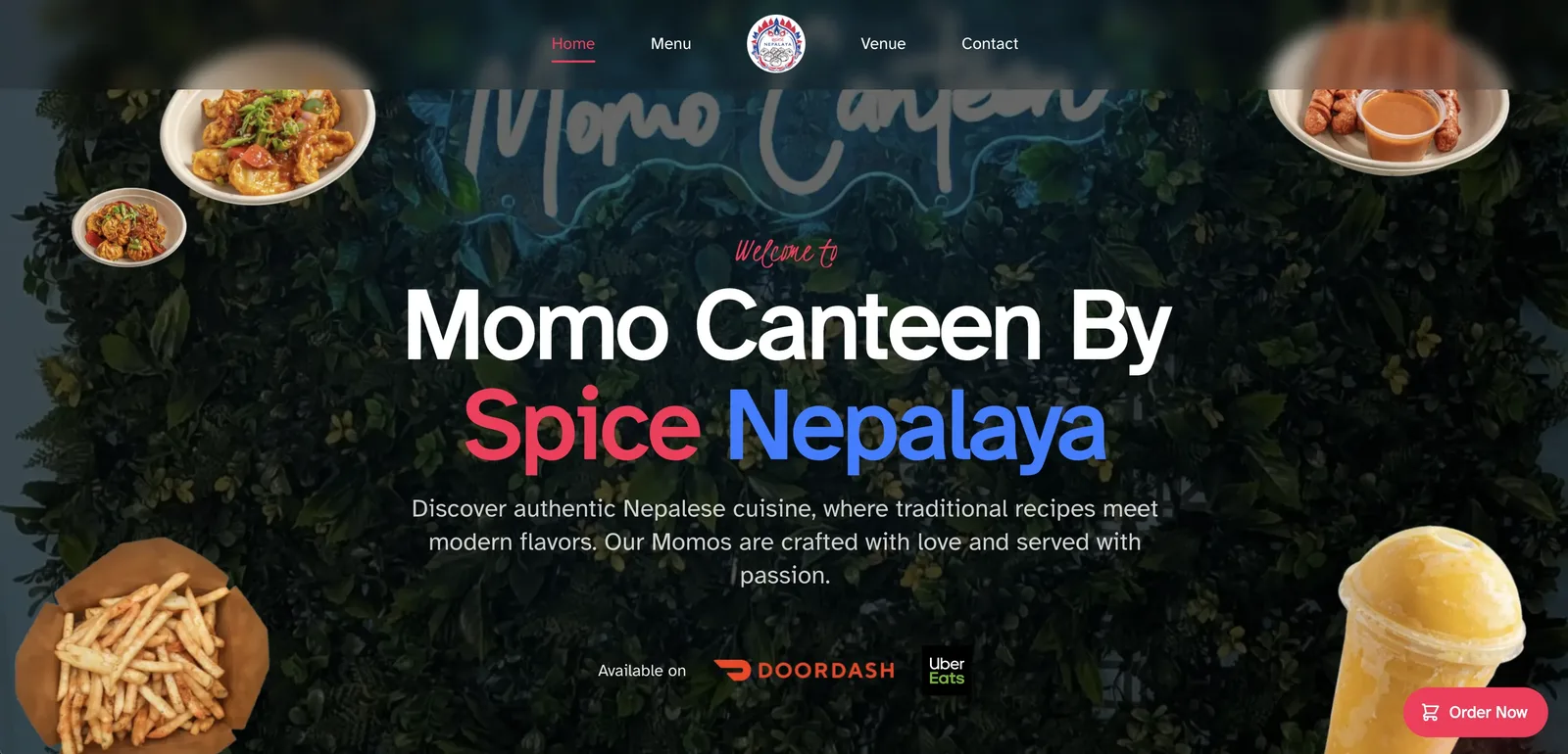 Screenshot of the Spice Nepalaya website